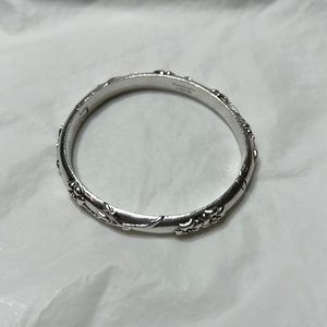 Tiffany & Co. Sterling Silver Nature Flower Rose  Bangle Bracelet